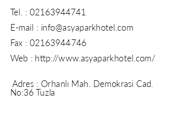 Asya Park Hotel iletiim bilgileri